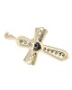 Diamond Open Cut Cross Pendant in White and Yellow Gold